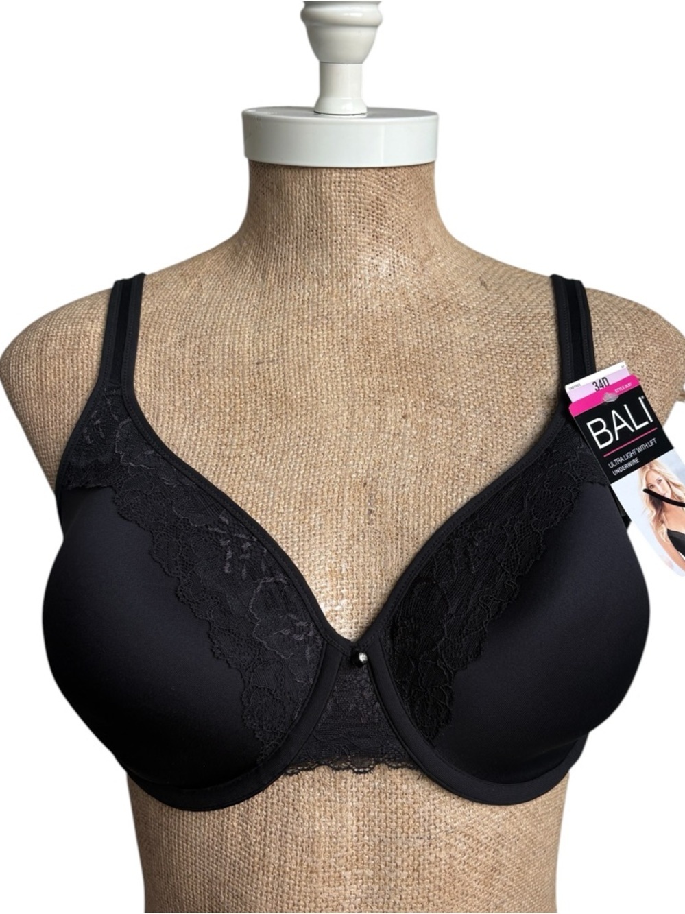 BALI Ultra Lift with Lift Underwire Black Bra Sized 34D NWT